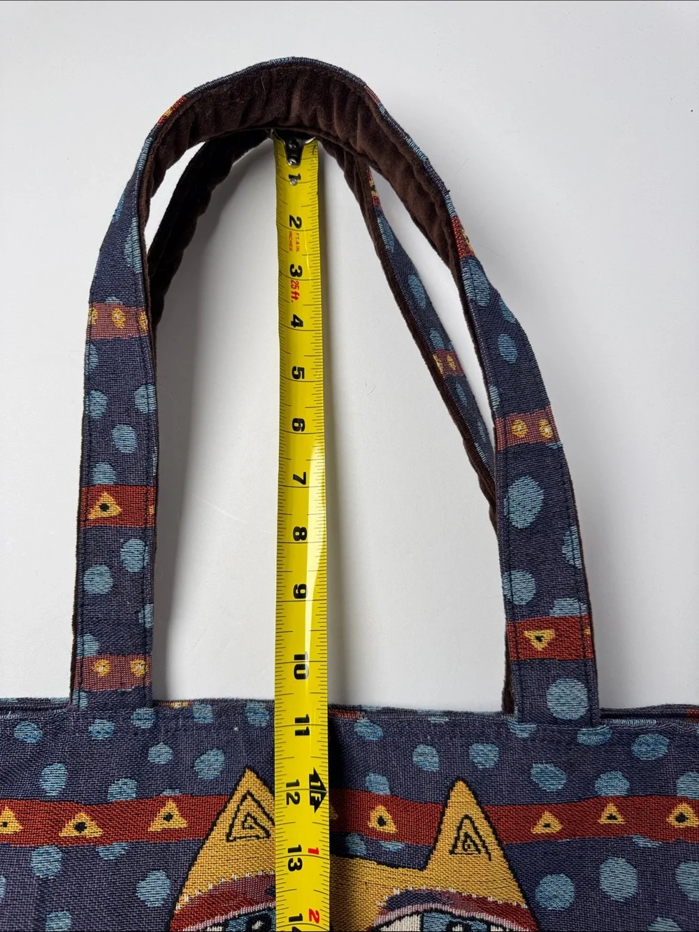 LAUREL BURCH Cat Tapestry Tote Bag Multicolor Brown Velvet Straps Zipper Closure